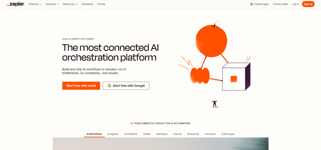 Zapier dashboard showing AI automation setup in 2025