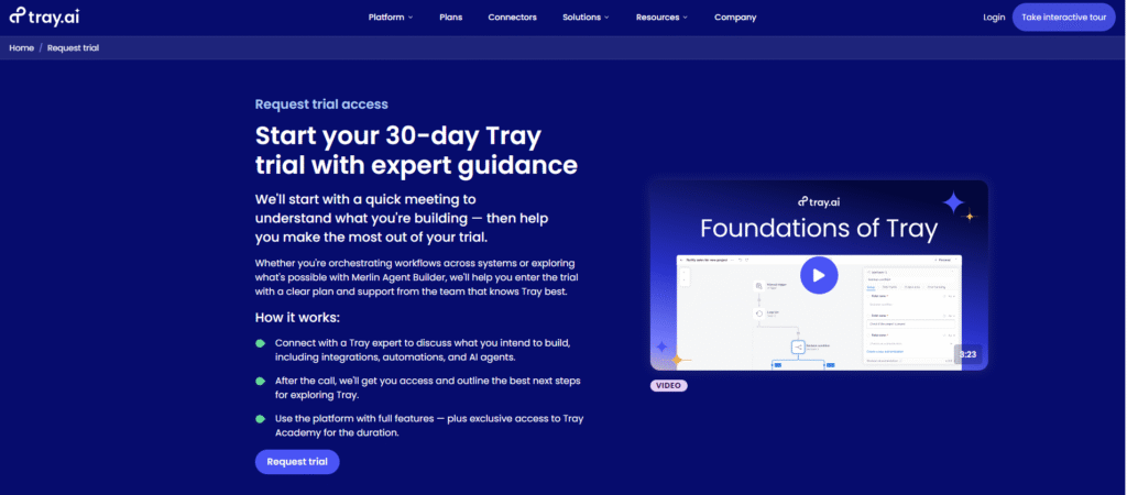 Tray.ai AI agent automation dashboard screenshot