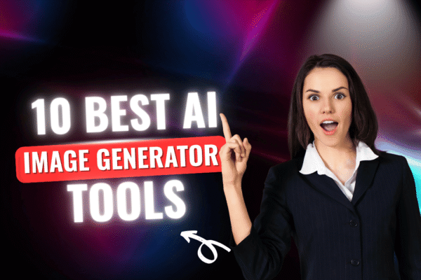 The 10 Best AI Image Tools That Will Unleash Your Creativity (2025) A vibrant collage showcasing logos of the best AI image tools like Midjourney and DALL-E 3, overlaid on a stunning AI-generated fantasy landscape.