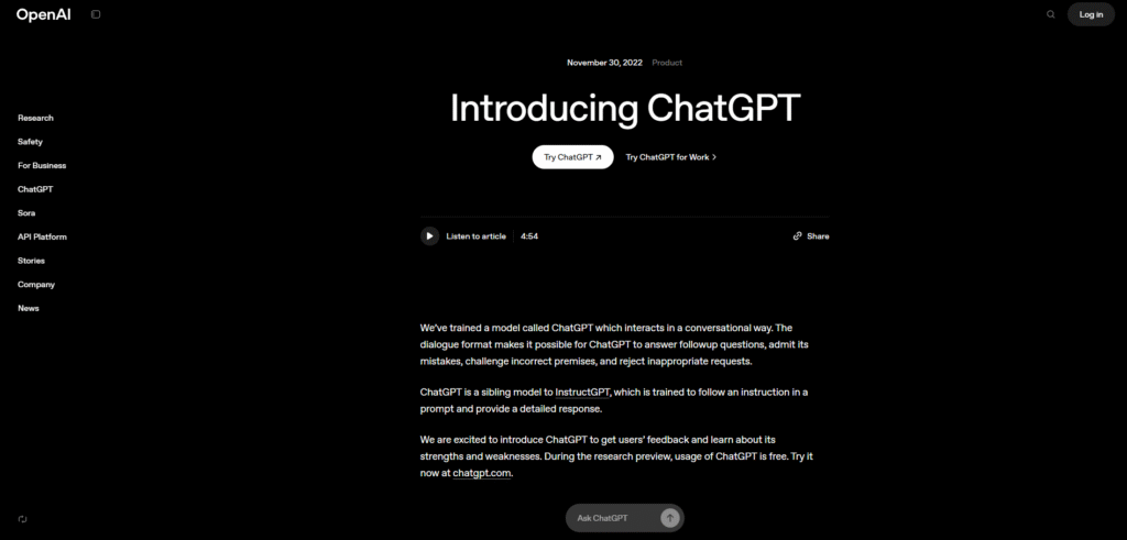ChatGPT AI Chatbot Dashboard Interface – GPT-4 Turbo and Plugins View