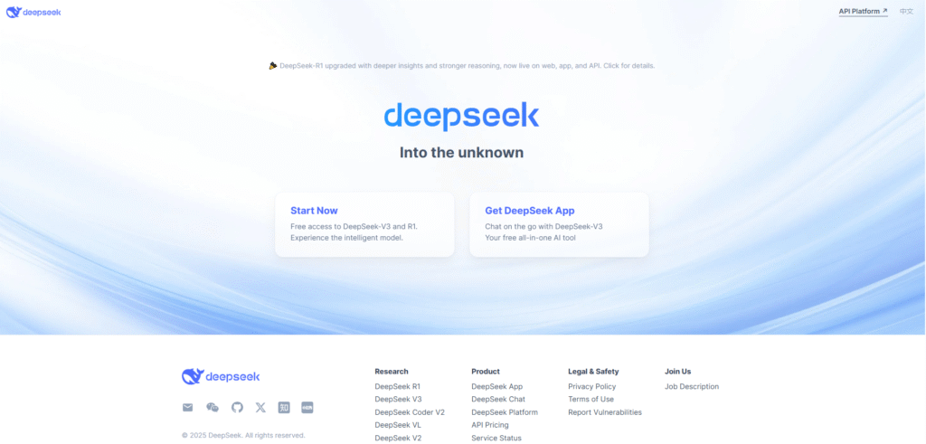 DeepSeek AI Suite interface showing DeepSeek‑Chat, DeepSeek‑Coder, and model benchmarks dashboard