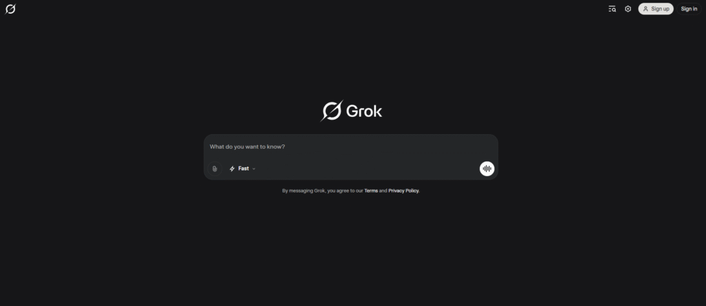 Grok AI Chatbot interface powered by xAI and Twitter
