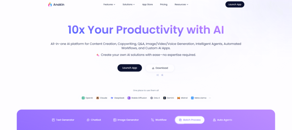 Anakin.ai dashboard showing content automation and localization tools