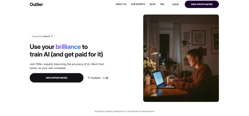 Outlier AI platform dashboard showing real-time anomaly detection in business metrics