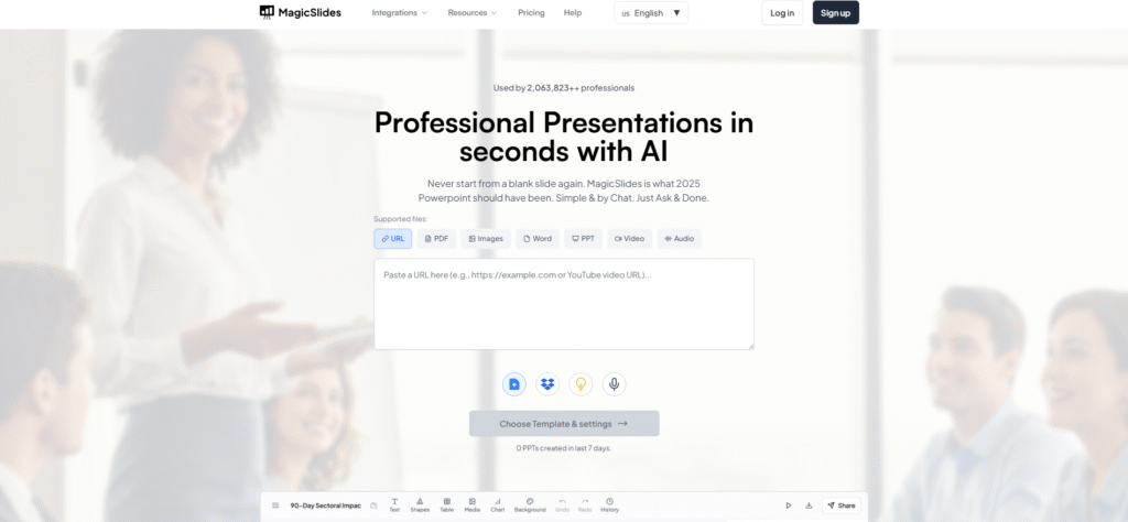 MagicSlides AI turning text into a presentation