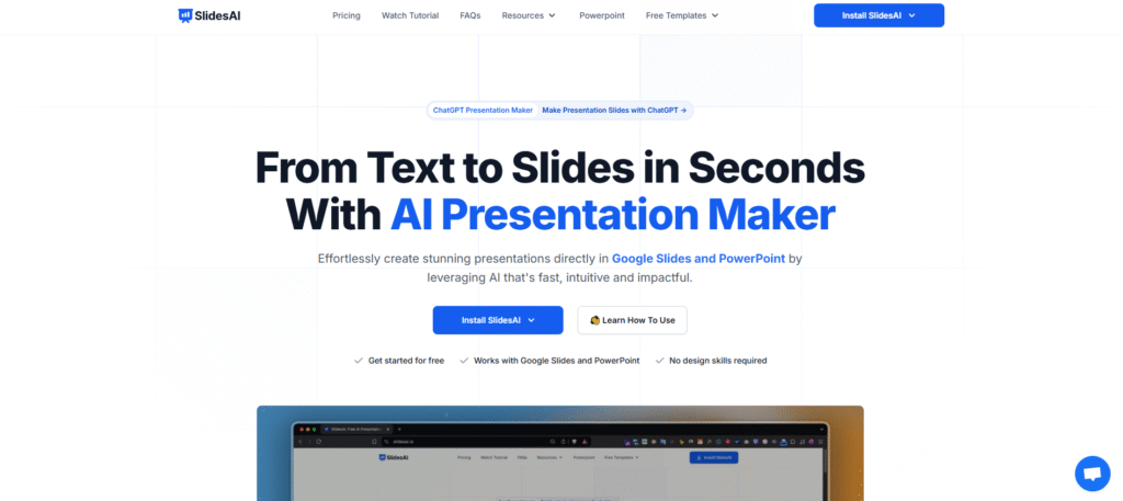 SlidesAI transforming text into slides in Google Slides