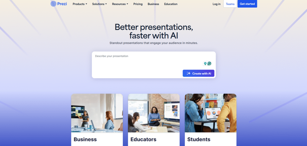 Prezi AI presentation with cinematic transitions