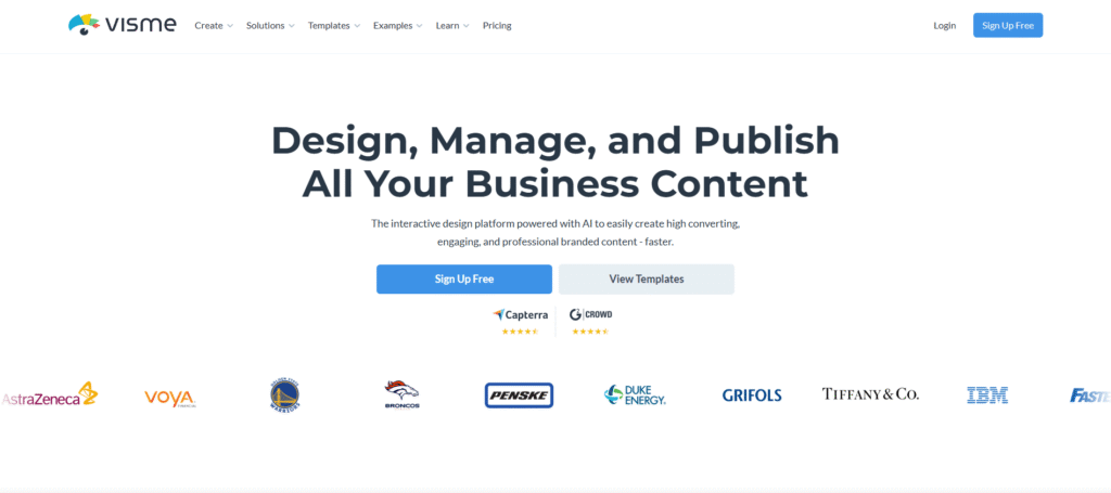 Visme AI presentation tool with customizable templates and interactive features