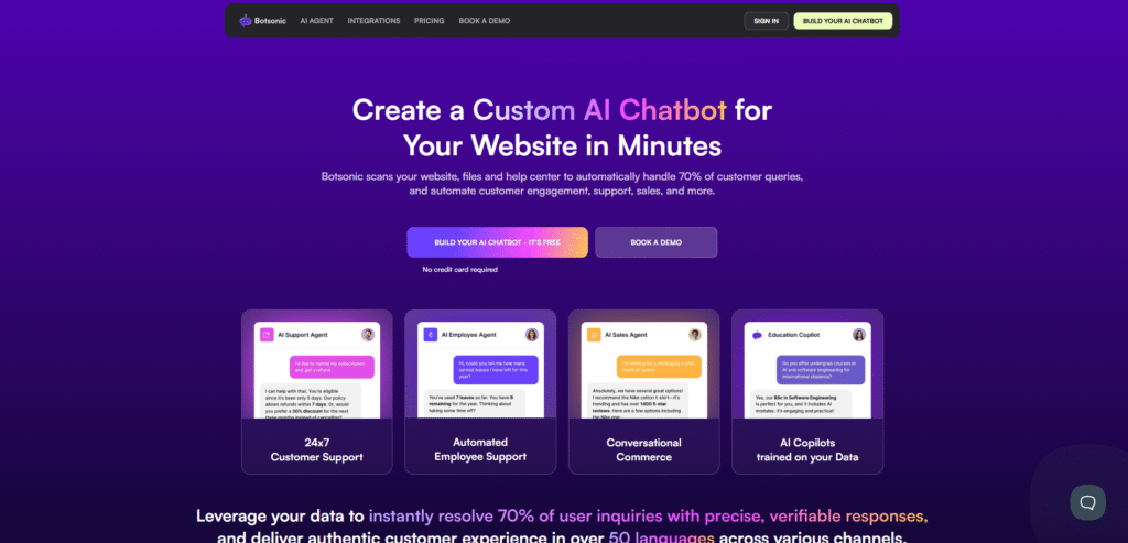 Botsonic AI chatbot tool with no-code customization