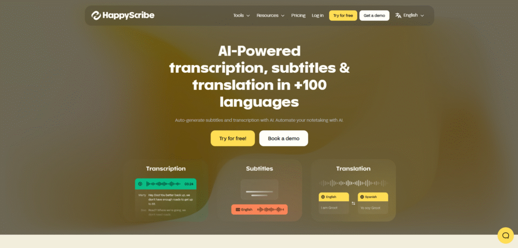 Happy Scribe AI and human transcription tool