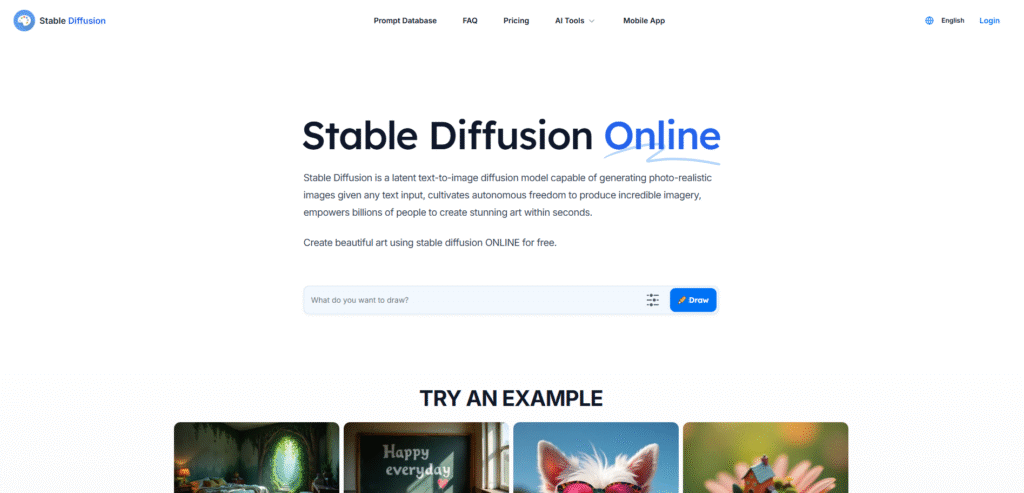A split-screen showing a text prompt on one side and the resulting photorealistic Stable Diffusion image on the other.