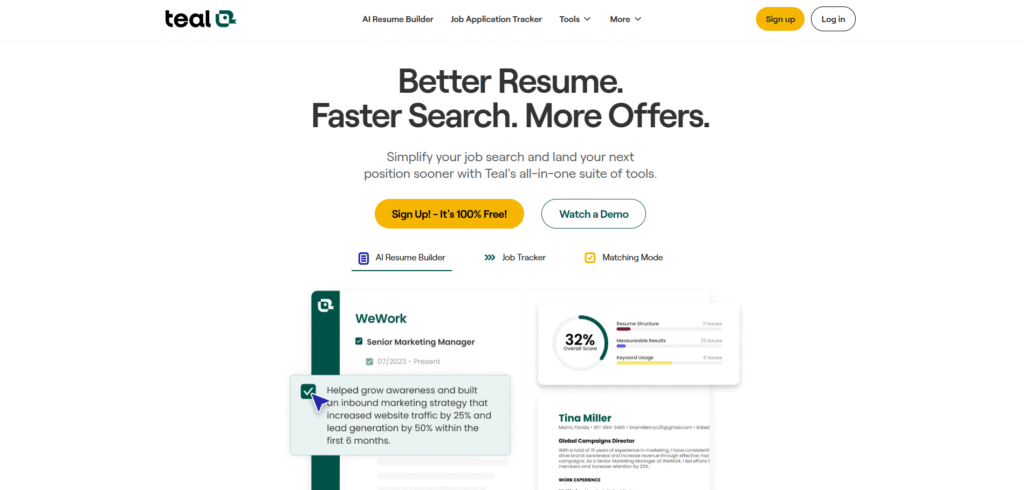 Teal – AI Resume Builder + Job Tracker in One Smart Dashboard