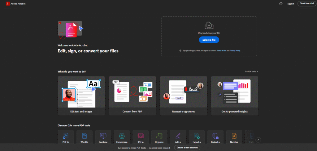Adobe Acrobat AI Assistant Chat Interface