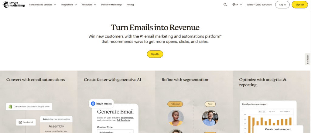 Mailchimp AI email marketing assistant interface