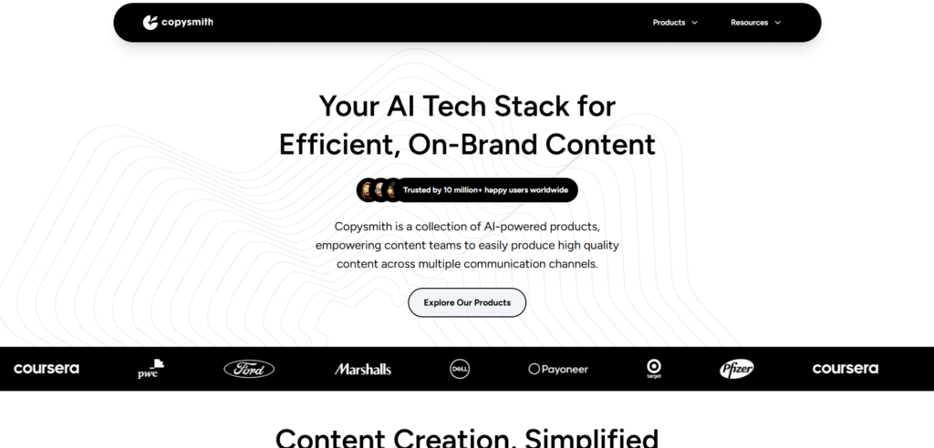 Copysmith AI copywriting platform interface