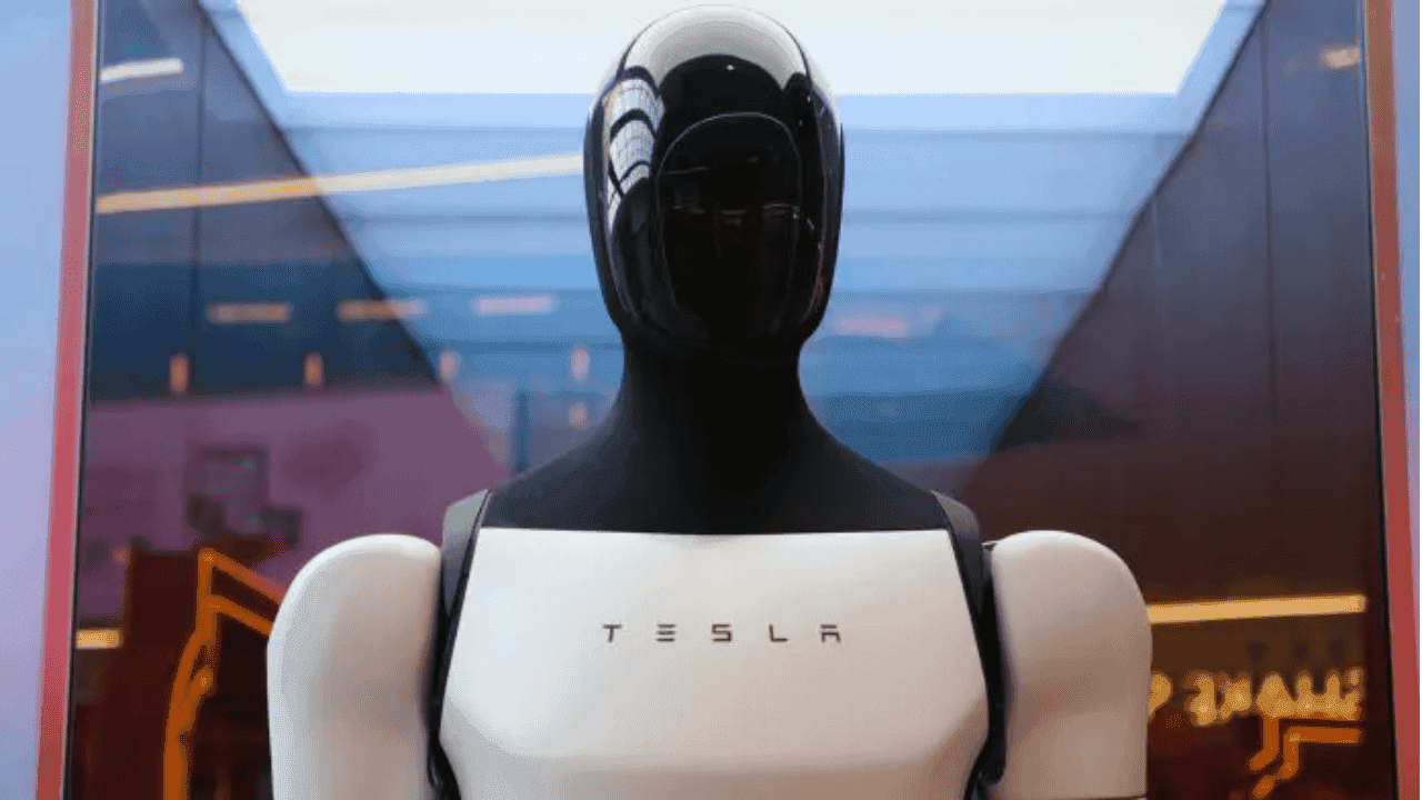 Tesla Optimus humanoid robot integrated with Grok AI shown in video demo